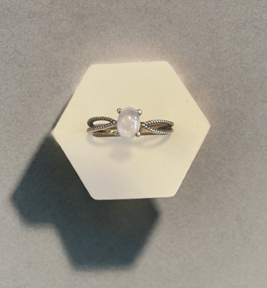 Moonstone Crossover Band Ring